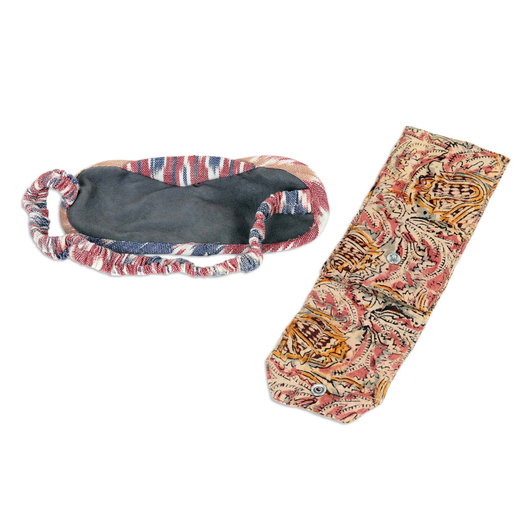 Brown Cotton Sleep Mask and Cotton Eyeglass Pouch (Set of 2) - Classy Appeal