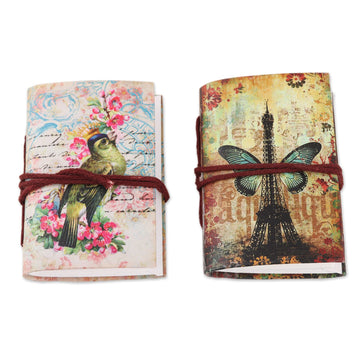 Paper Mini-Journals with Screen-Printed Motifs (Set of 2) - Flying Dreams