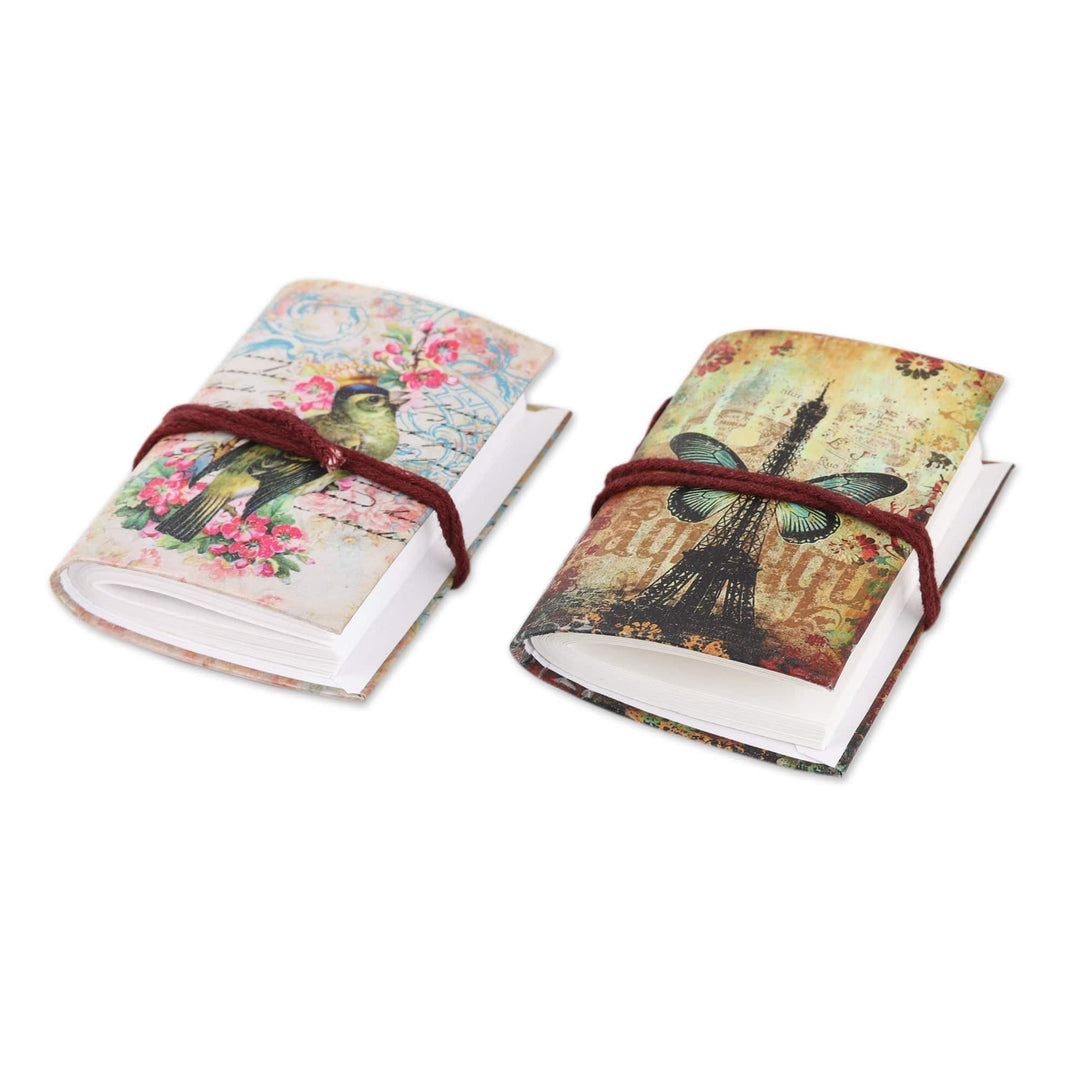 Paper Mini-Journals with Screen-Printed Motifs (Set of 2) - Flying Dreams
