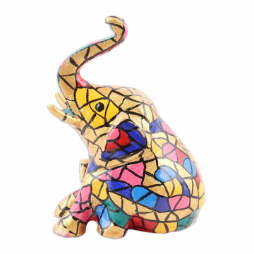 Colorful Elephant Aluminum Figurine Hand-painted in - Colorful Appu