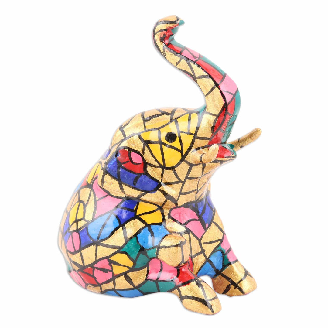 Colorful Elephant Aluminum Figurine Hand-painted in - Colorful Appu