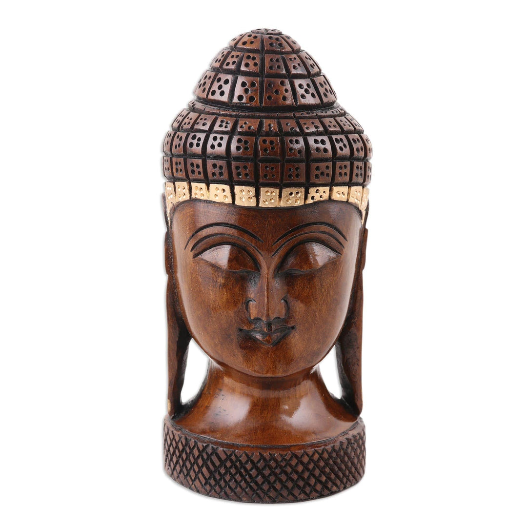 Exquisite Buddha Wood Figurine Carved in India - Buddha Serenity