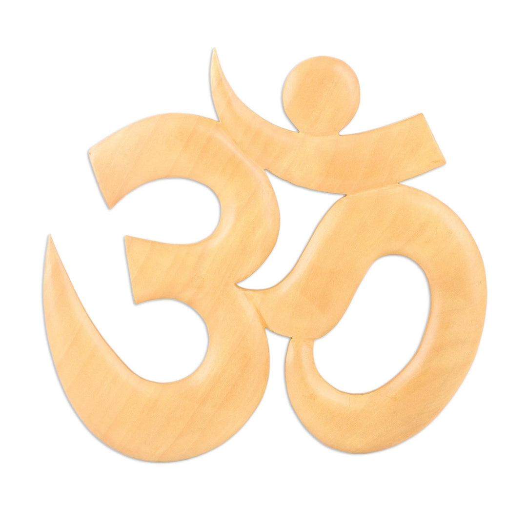 Om Symbol Wood Wall Art Hand-carved in India - Majestic Om
