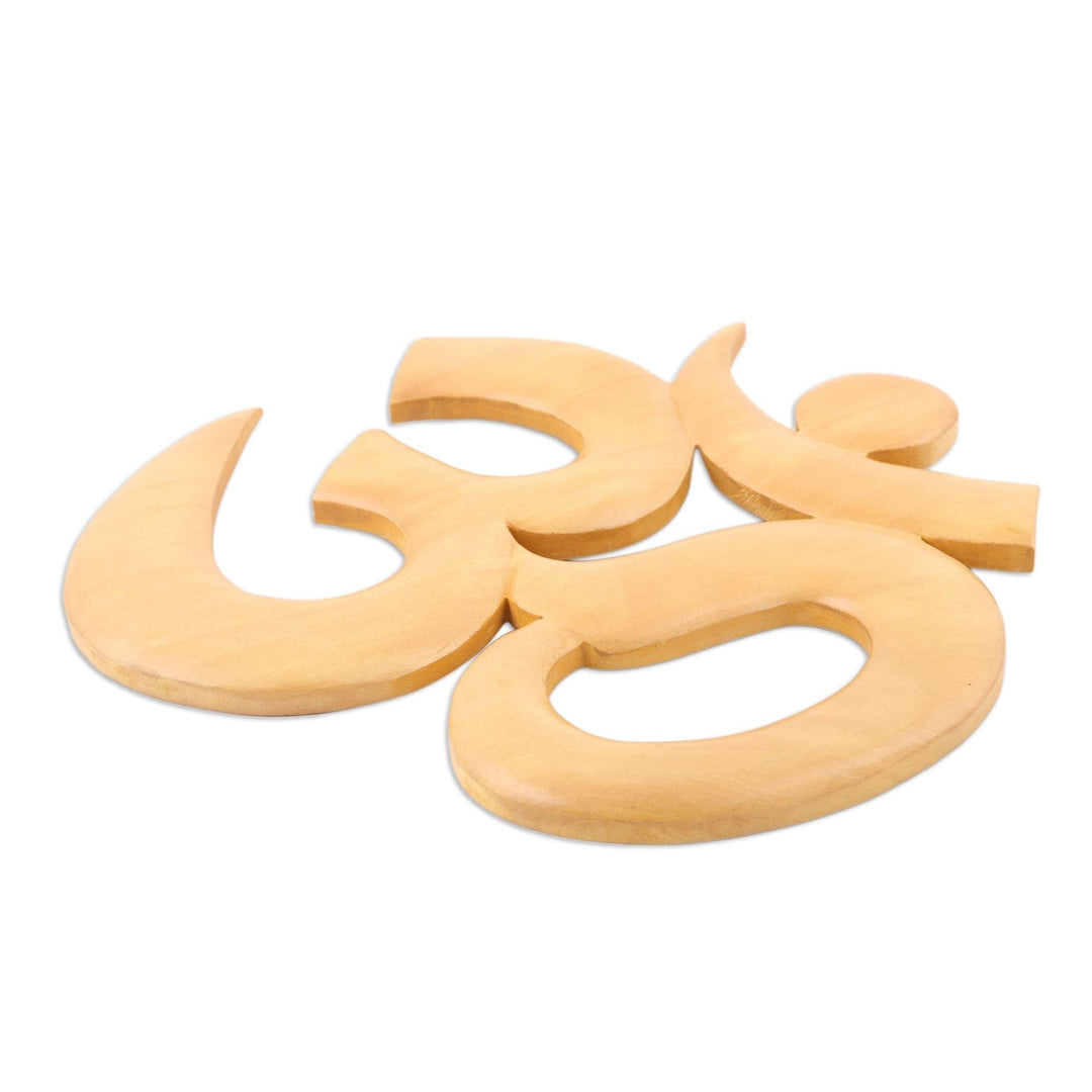 Om Symbol Wood Wall Art Hand-carved in India - Majestic Om