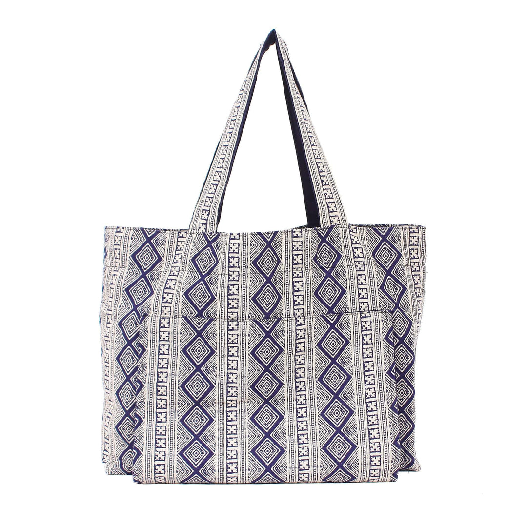 Midnight Cotton Yoga Mat Bag with Geometric Pattern - Midnight Peace