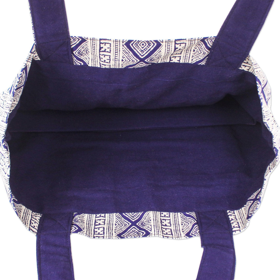 Midnight Cotton Yoga Mat Bag with Geometric Pattern - Midnight Peace
