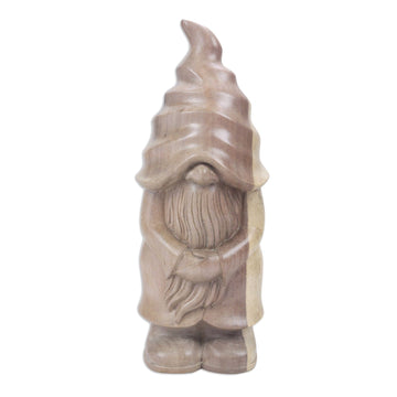 Hand Crafted Hibiscus Wood Gnome Statuette - Sleepy Gnome