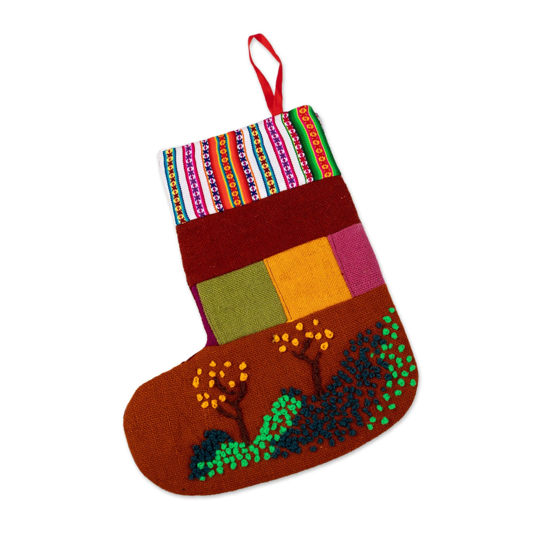 Handmade Multicolor Christmas Stocking with Andean Details - Sweet Christmas Home