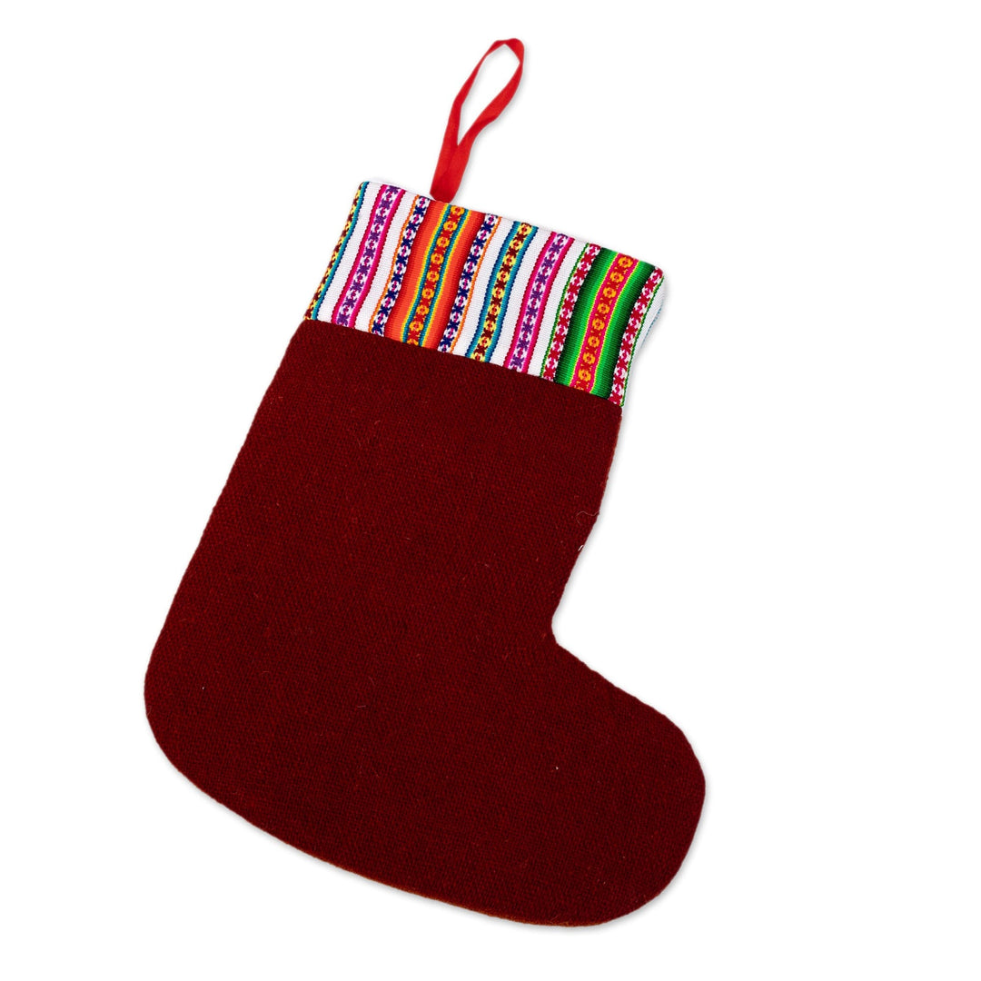 Handmade Multicolor Christmas Stocking with Andean Details - Sweet Christmas Home