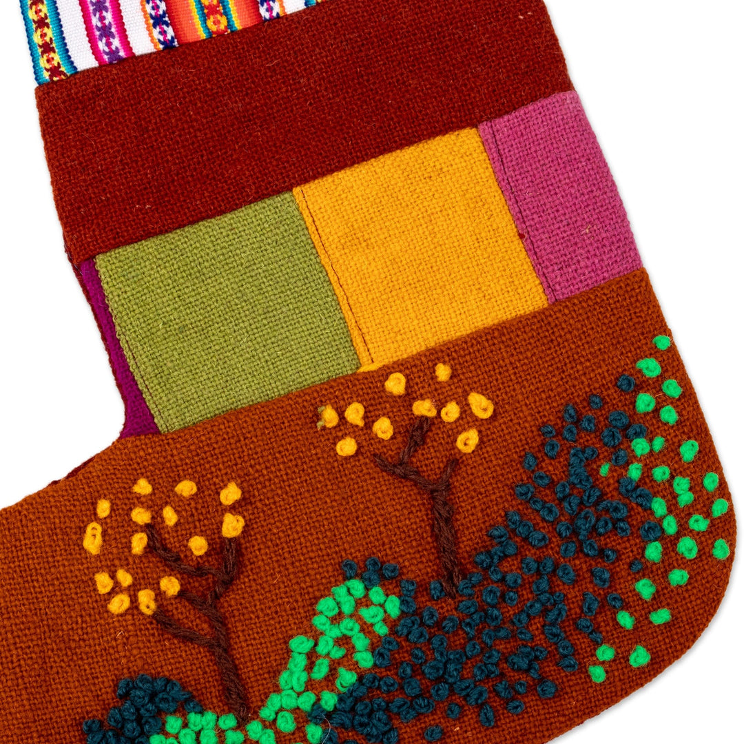 Handmade Multicolor Christmas Stocking with Andean Details - Sweet Christmas Home