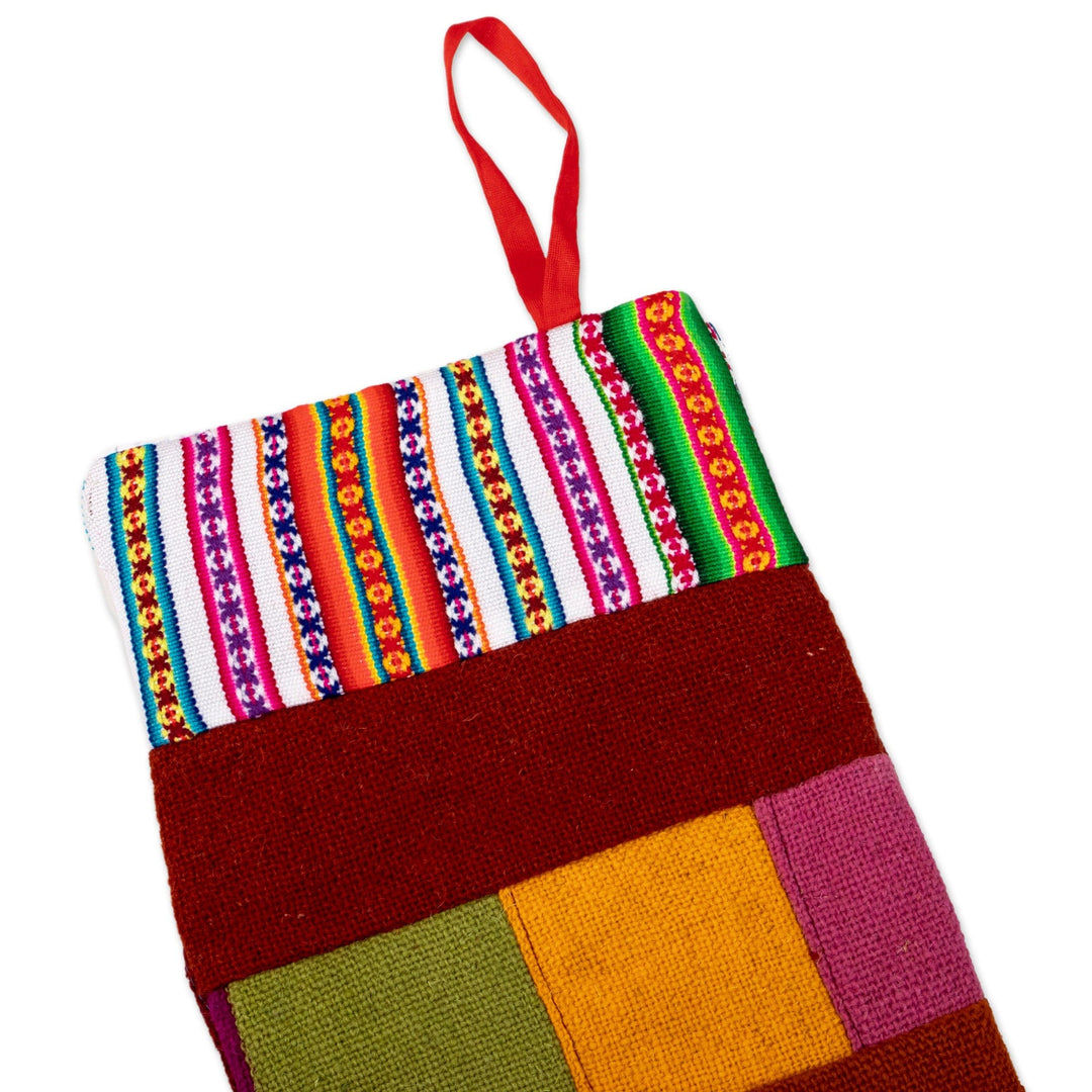 Handmade Multicolor Christmas Stocking with Andean Details - Sweet Christmas Home