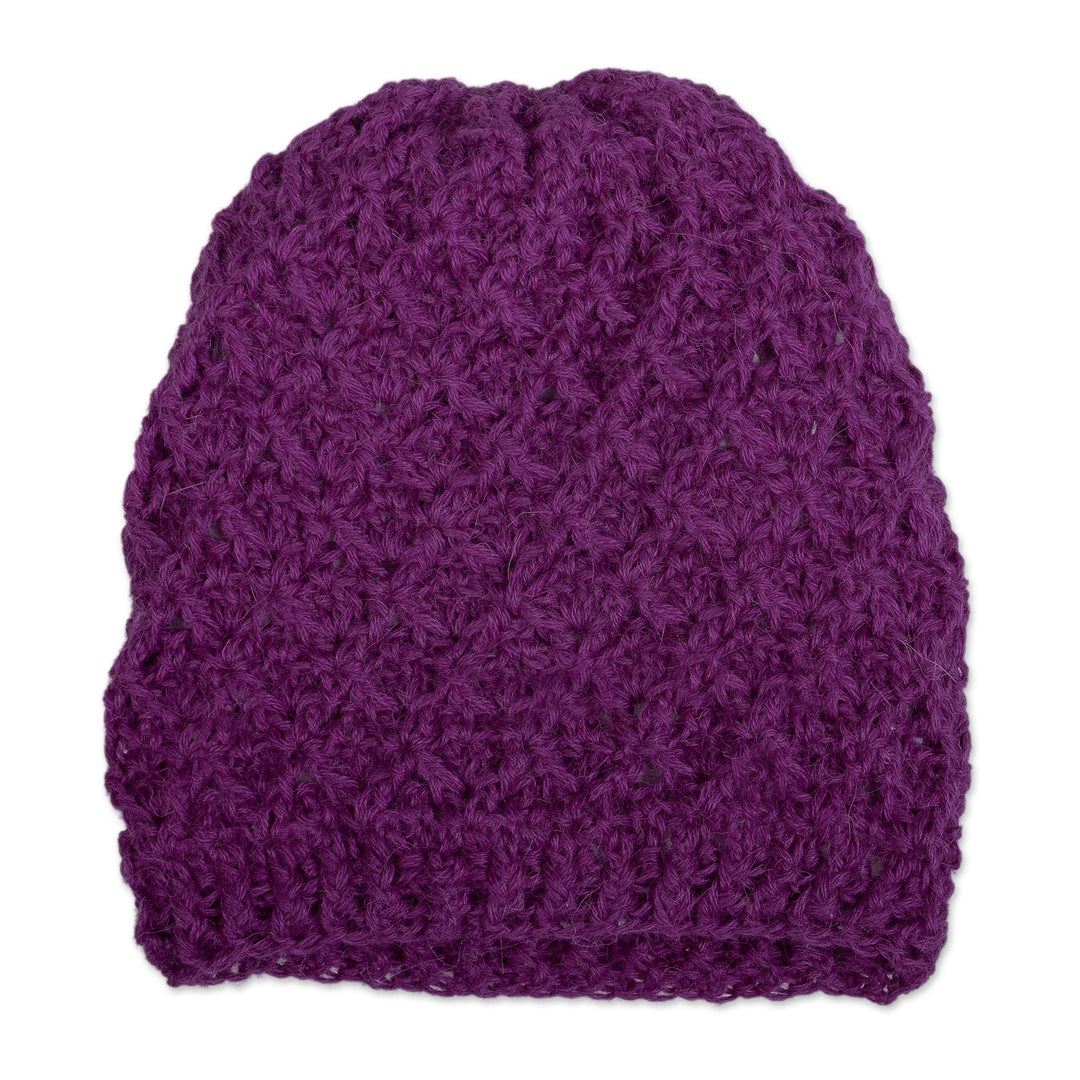 Purple Crochet Knit Hat Made with 100% Alpaca in Peru - Plum Stitches