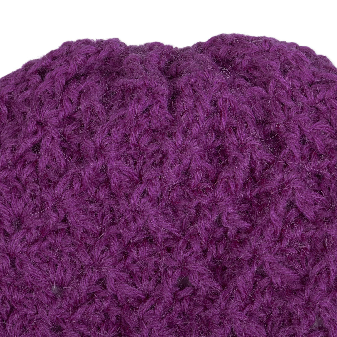 Purple Crochet Knit Hat Made with 100% Alpaca in Peru - Plum Stitches