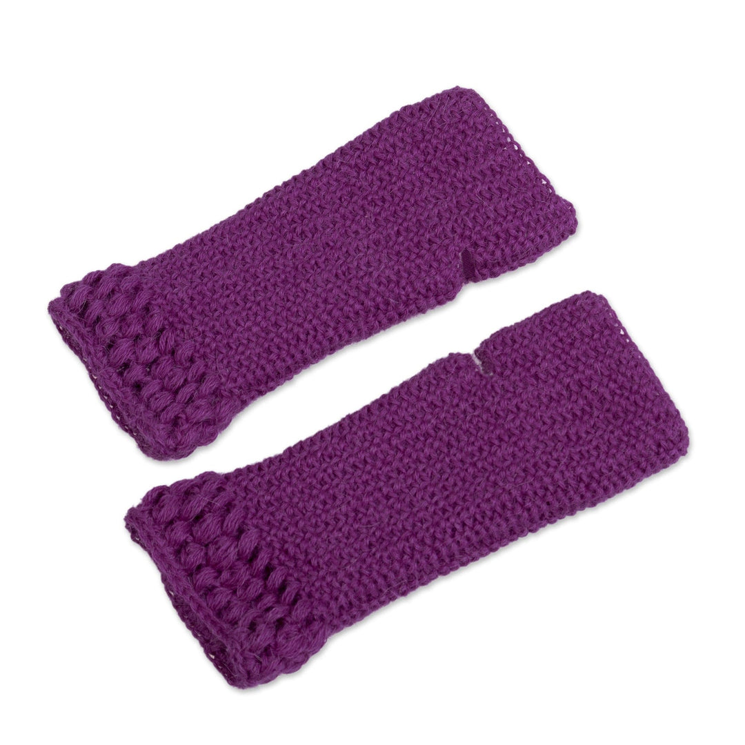 Knit Fingerless Mittens Made with 100% Alpaca in Peru - Plum Stitches