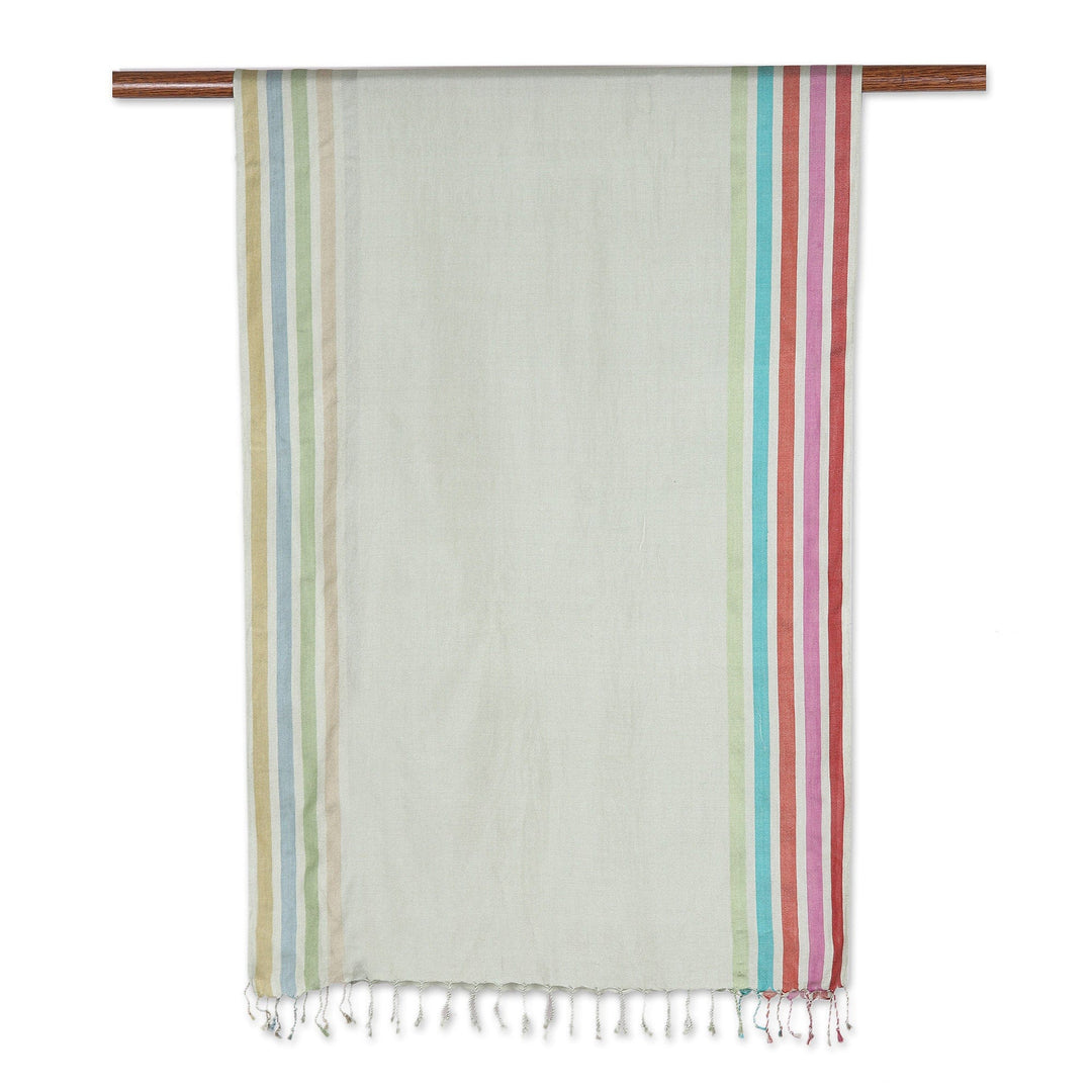 Handloomed Striped Silk Shawl in Laurel - Laurel Charm