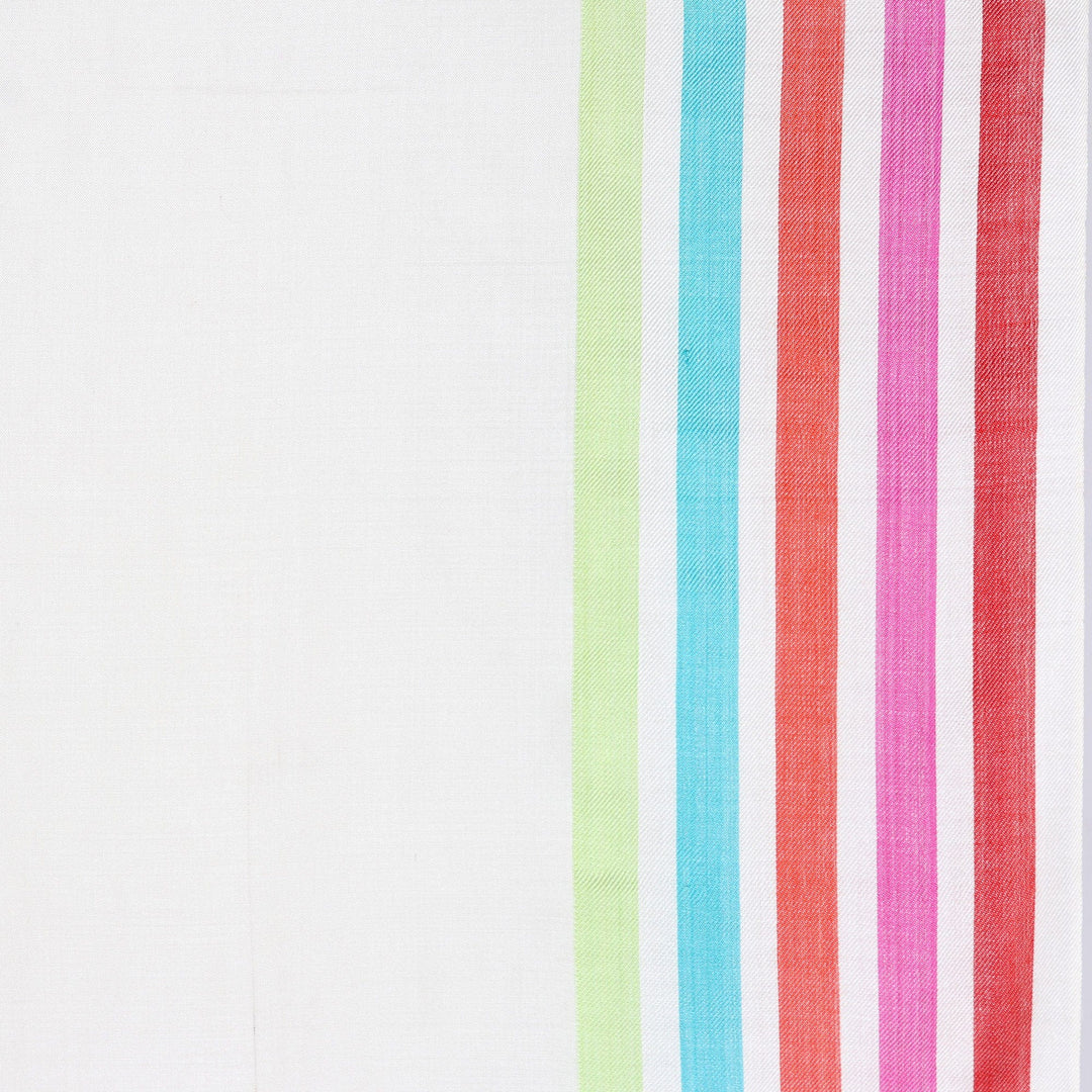 Handloomed Striped Silk Shawl in Alabaster - Alabaster Charm