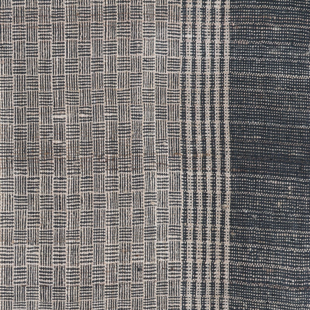 Patterned Grey Shawl Hand-woven from 100% Silk in India - Midnight Noir