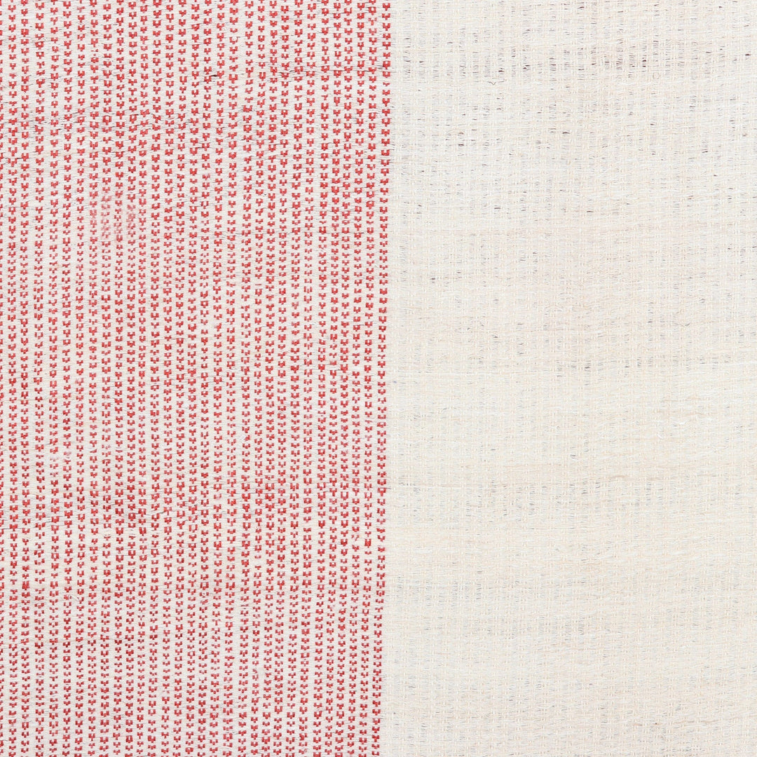 Red Ivory Beige 100% Silk Throw Blanket Hand-Woven in - Red Harmony