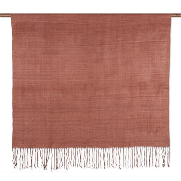 Brown 100% Silk Throw Blanket Hand-Woven in India - Raisin Charm