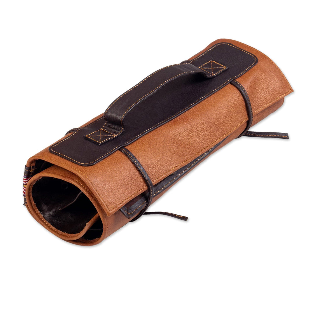 Leather Barbecue Utensil Holder with Alpaca Blend Accent - Luxury Barbecue