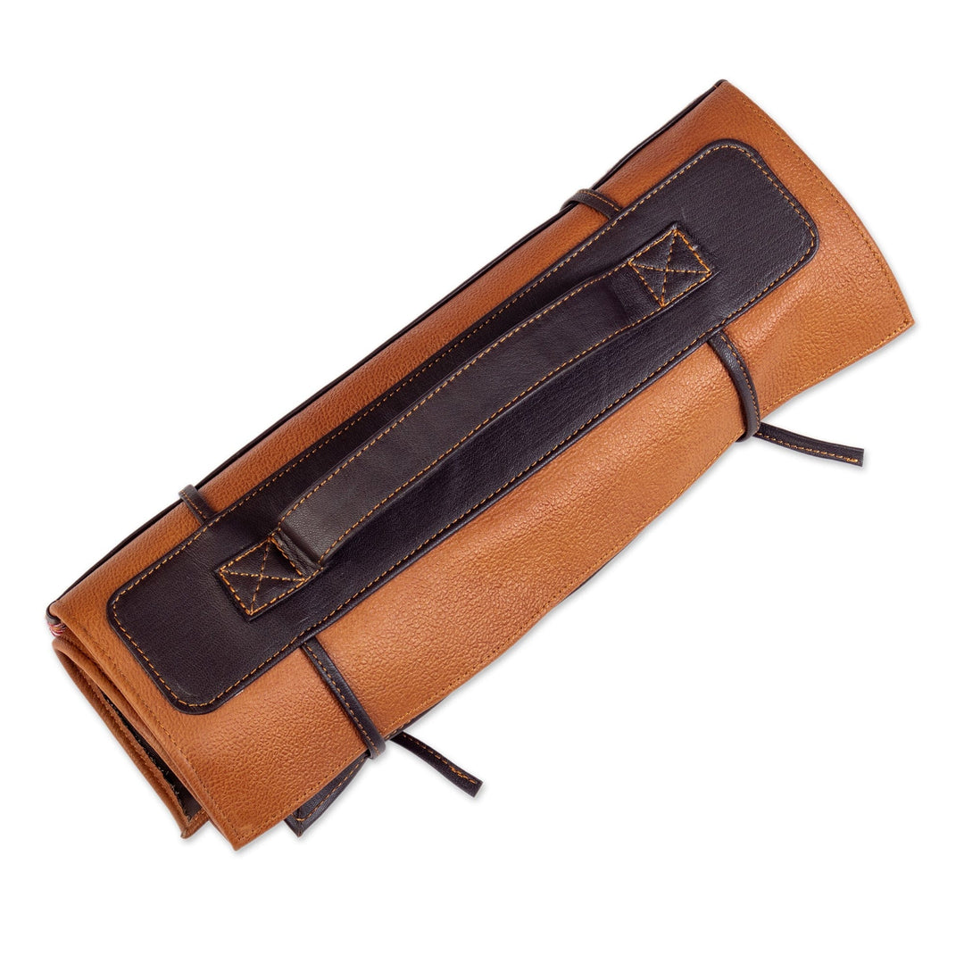 Leather Barbecue Utensil Holder with Alpaca Blend Accent - Luxury Barbecue