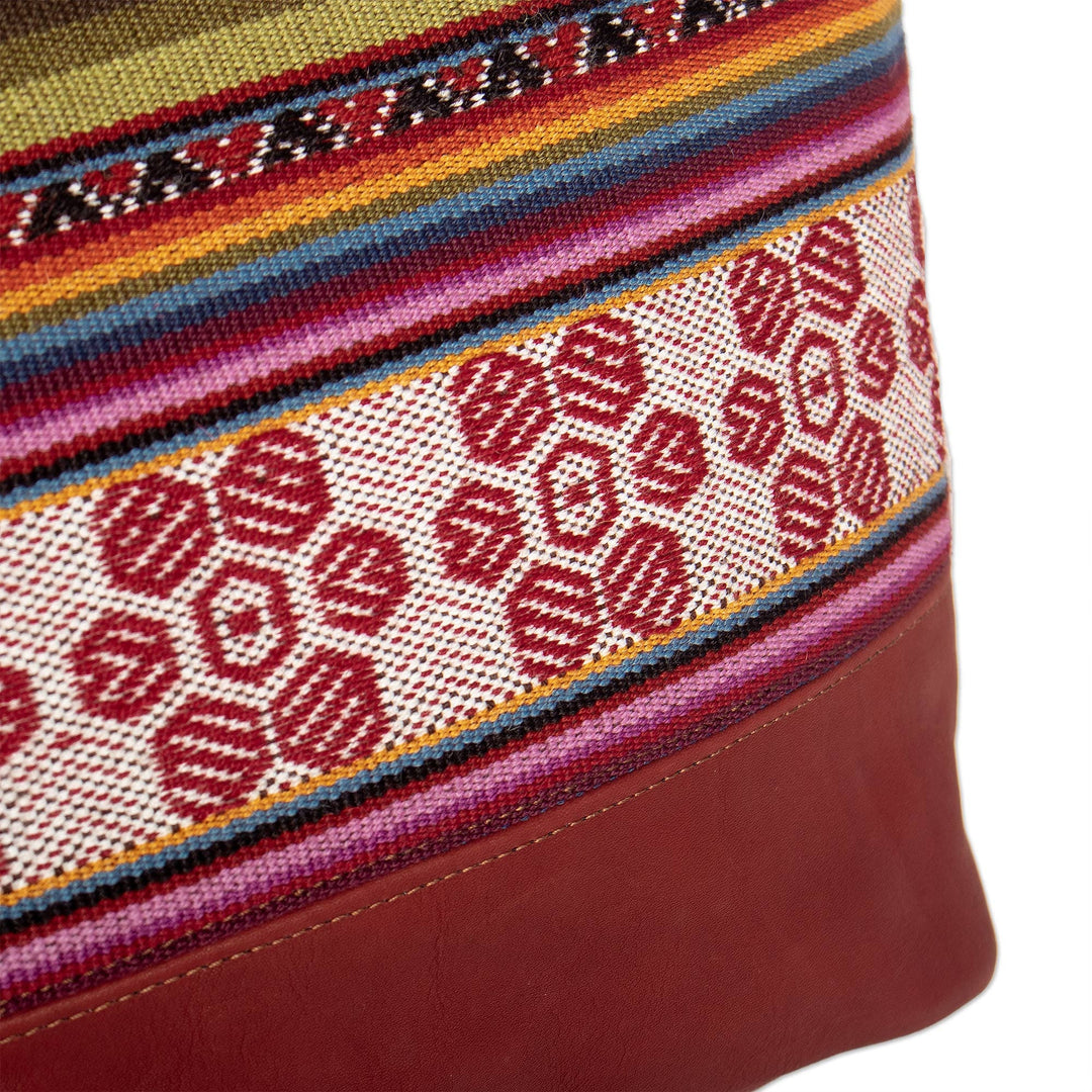 Red Leather Tote Bag with Alpaca Blend Accents - Beautiful Red