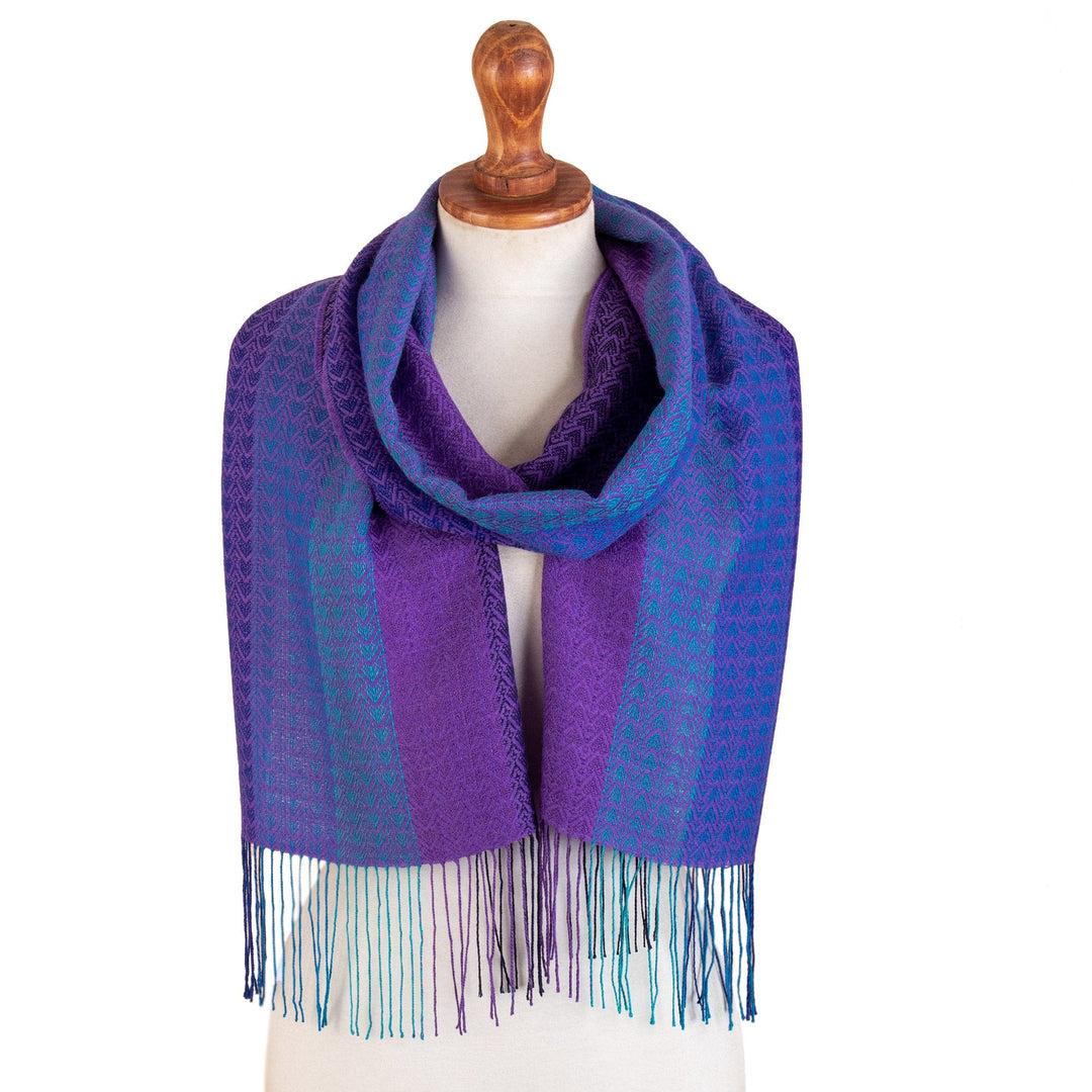 Unisex Baby Alpaca Blend Striped Scarf Hand-woven in Peru - Twilight in the Andes