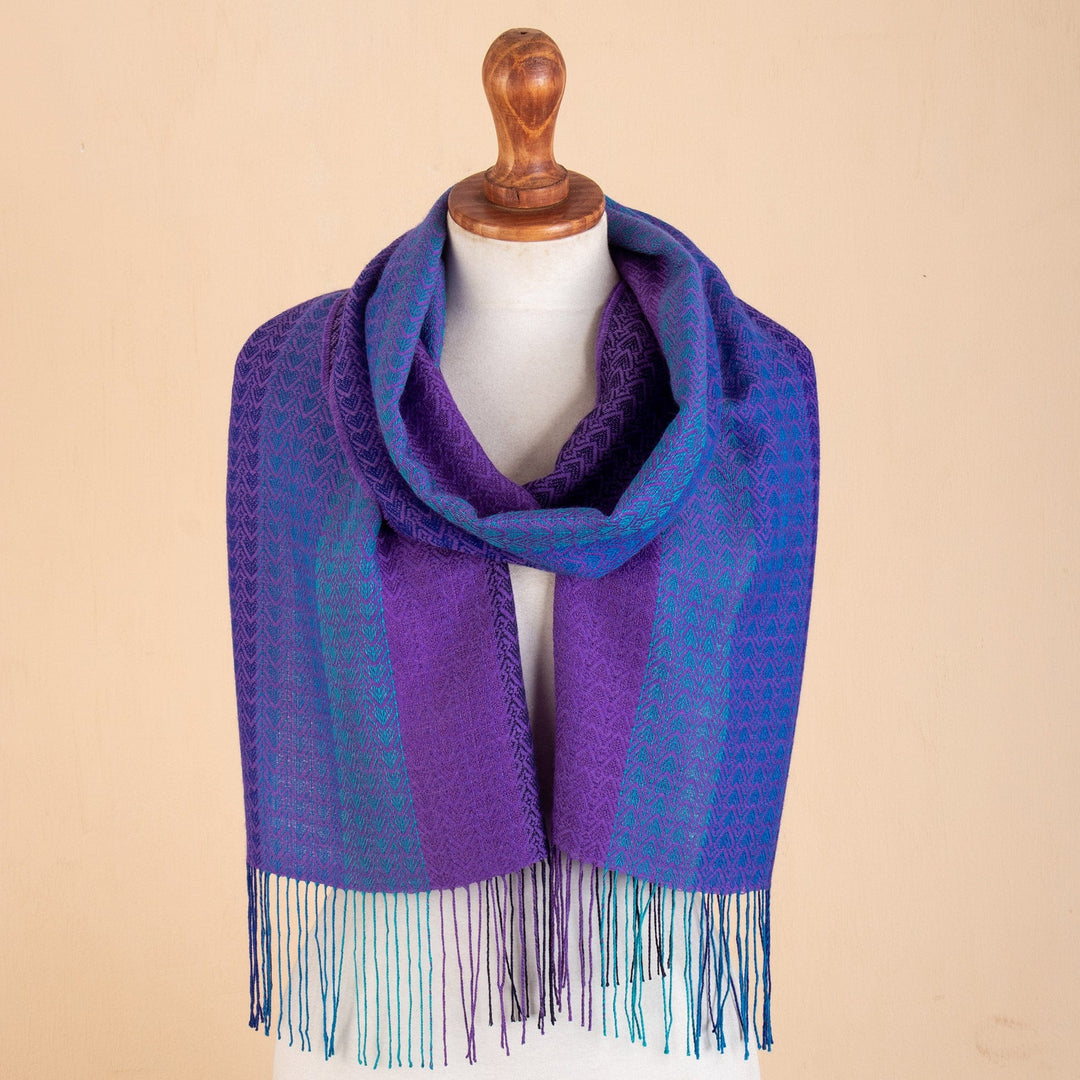 Unisex Baby Alpaca Blend Striped Scarf Hand-woven in Peru - Twilight in the Andes