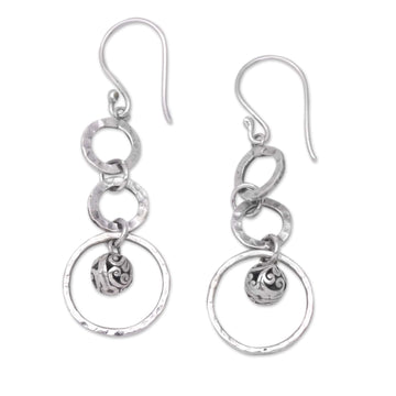 Sterling Silver Dangle Earrings with Traditional Accents - Cultural Spheres
