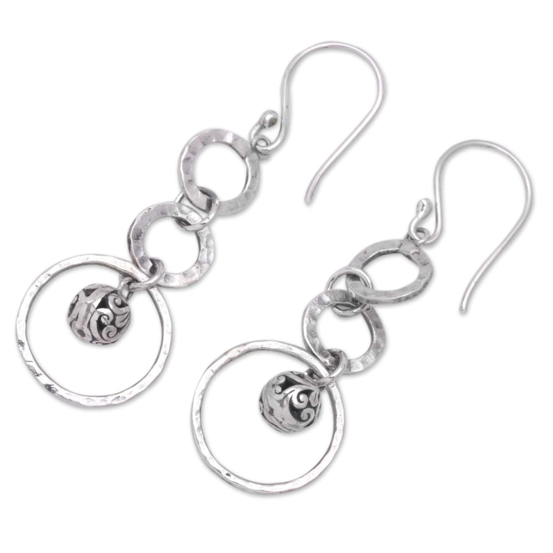 Sterling Silver Dangle Earrings with Traditional Accents - Cultural Spheres