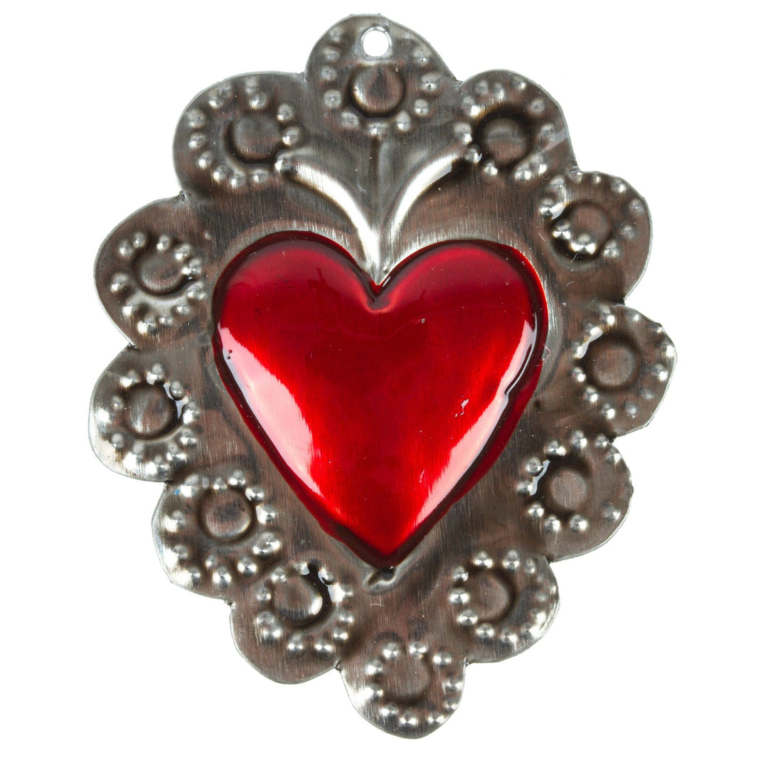 Tin-Plated Steel Ornament with Floral Repousse Details - Blossoms of Love
