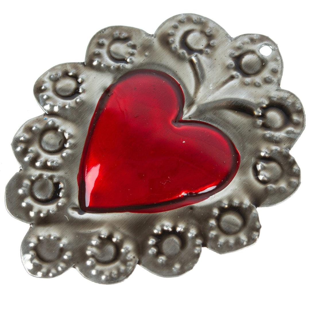 Tin-Plated Steel Ornament with Floral Repousse Details - Blossoms of Love