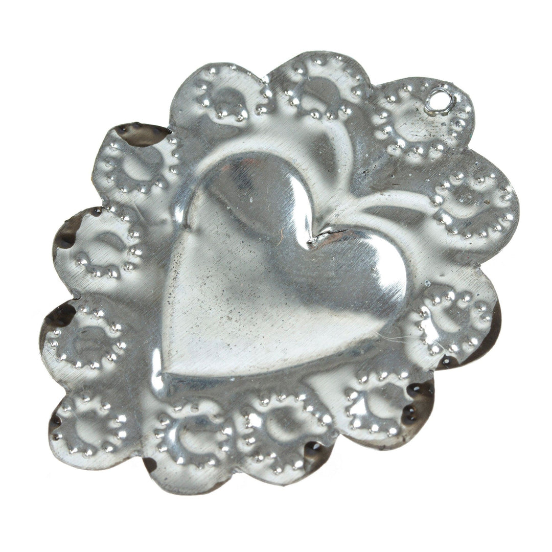 Tin-Plated Steel Ornament with Floral Repousse Details - Blossoms of Love
