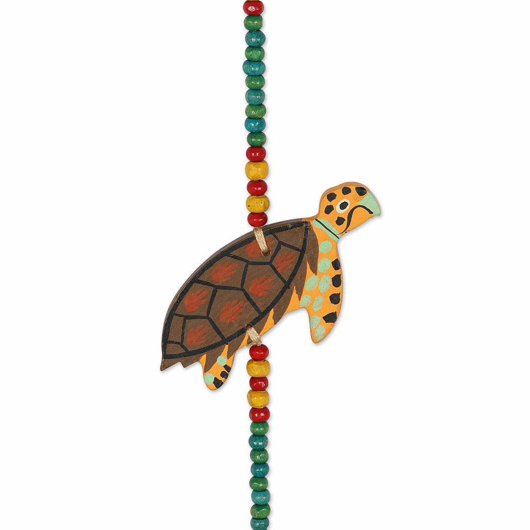 Colorful Mango Wood Wall Accent with Turtles - Illusion Turtles
