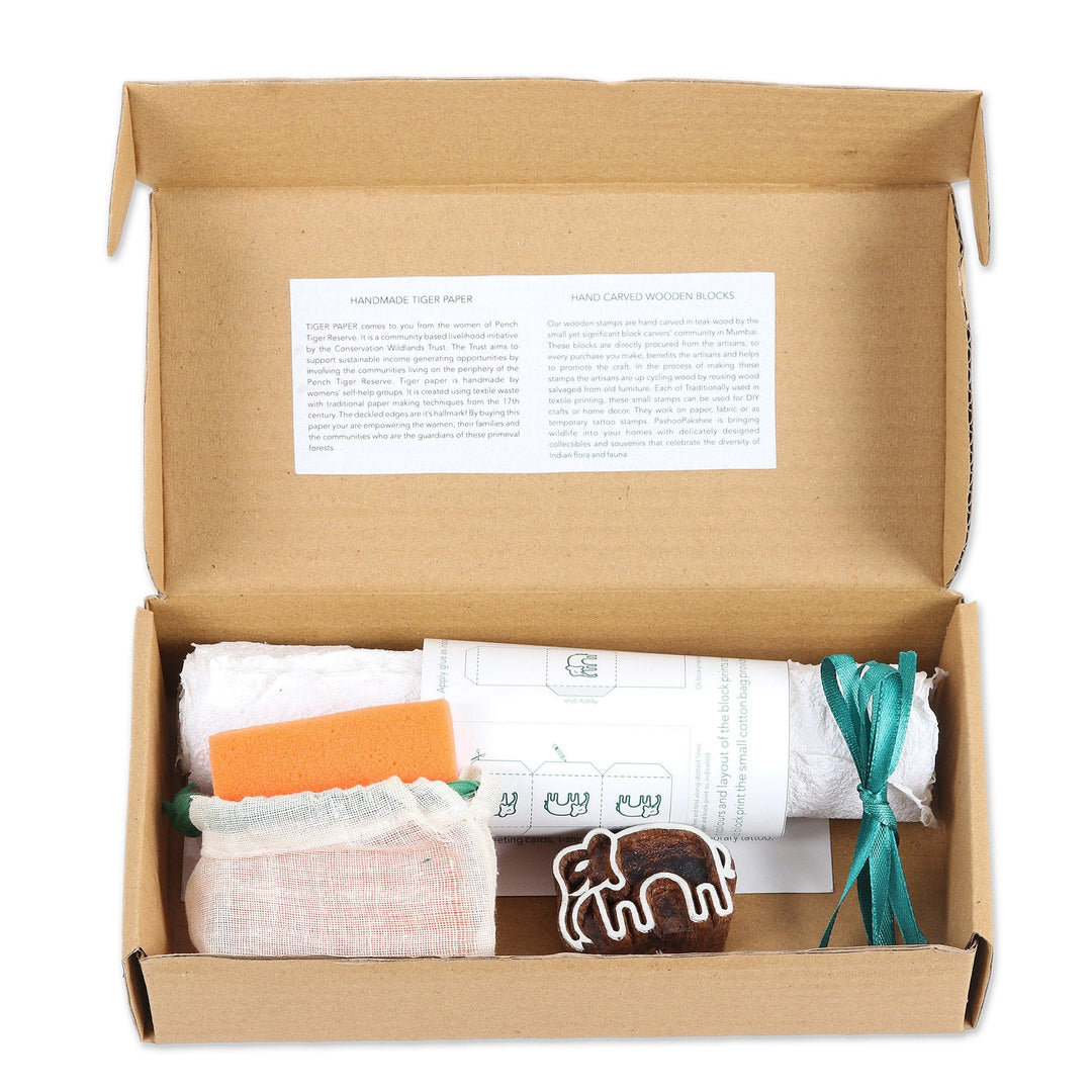 Eco-Friendly Elephant Block Printing Kit Handmade in - Adorable Elephant
