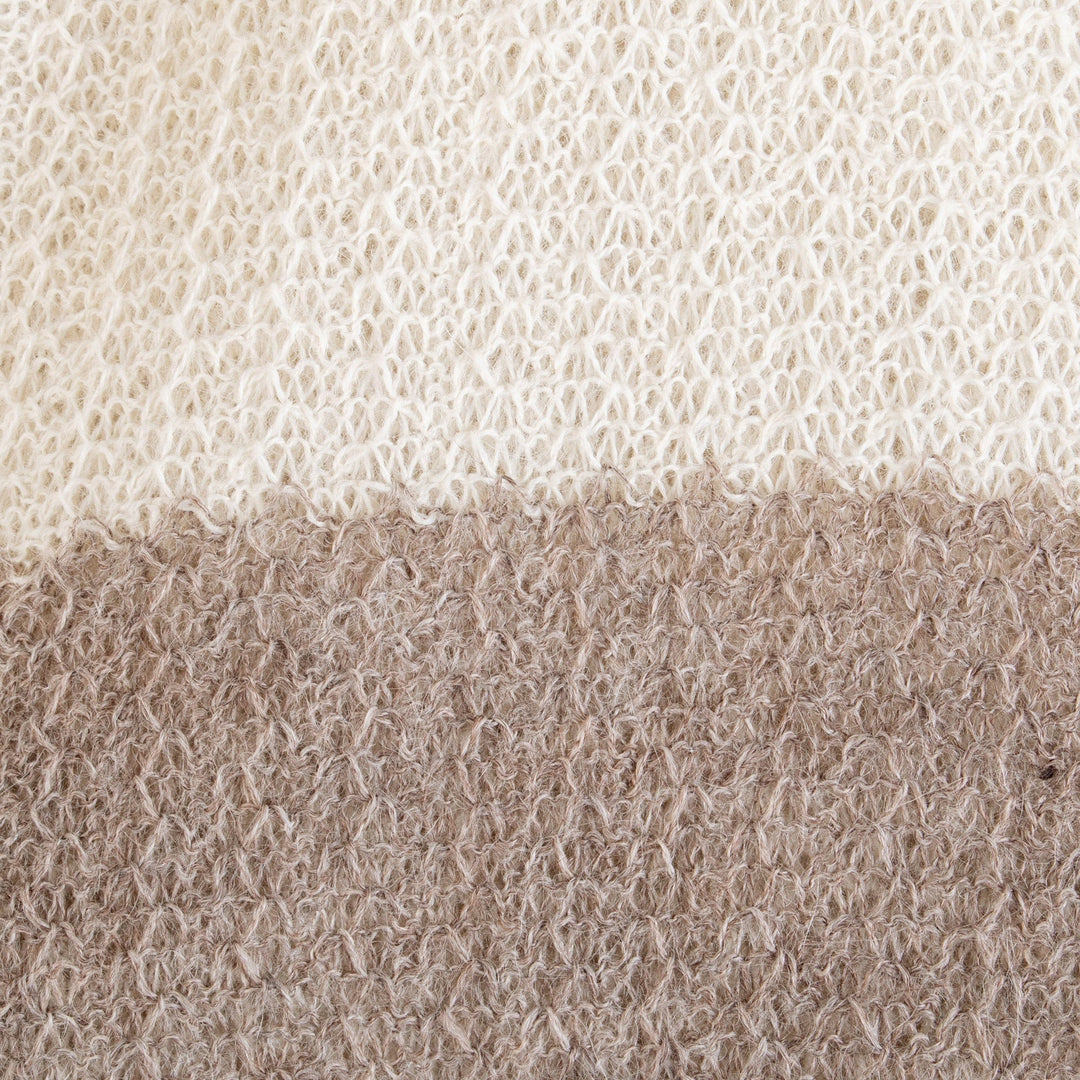 Knit Brown & Ivory Unisex Baby Alpaca Blend Scarf from Peru - Taupe Duality