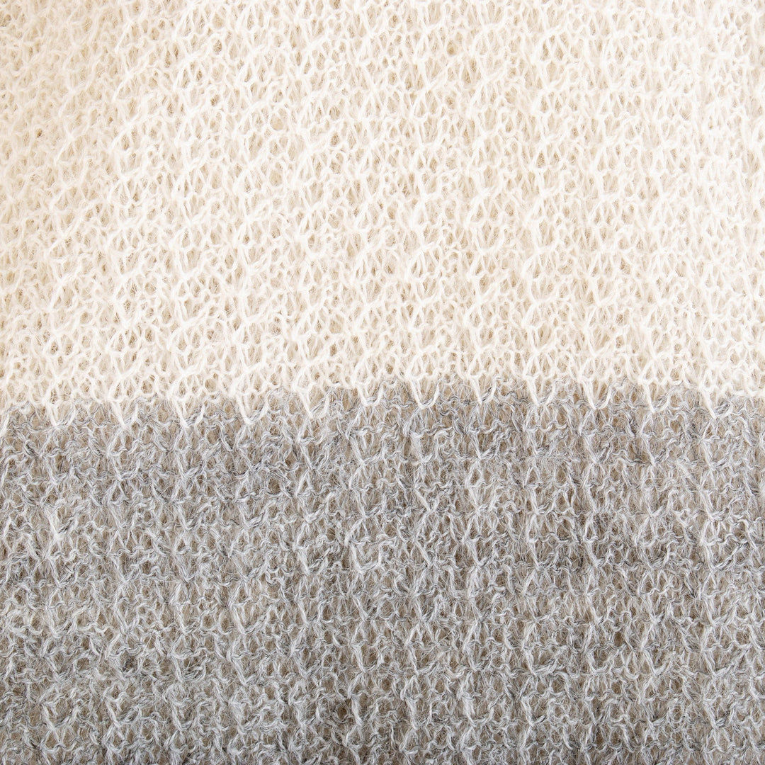 Knit Gray & Ivory Unisex Baby Alpaca Blend Scarf from Peru - Gray Duality