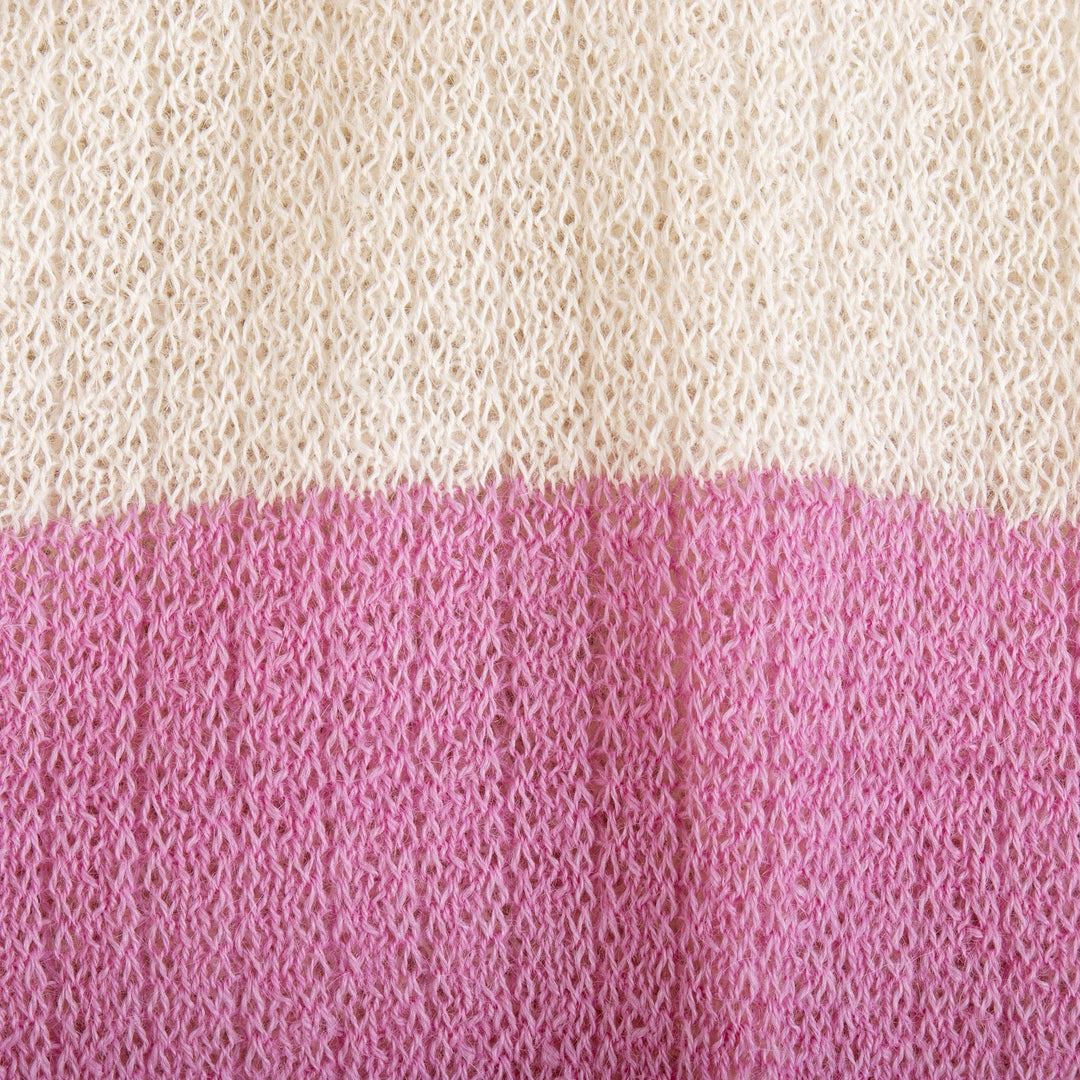 Pink & Ivory Knit Baby Alpaca Blend Scarf Handmade in Peru - Pink Duality