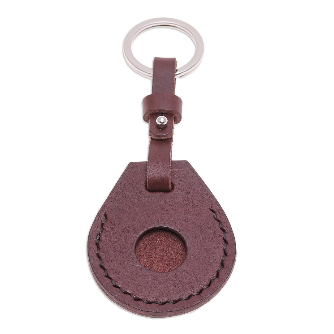 Artisan Crafted Genuine Leather Air Tag Holder with Keyring - Smart Security in Brown