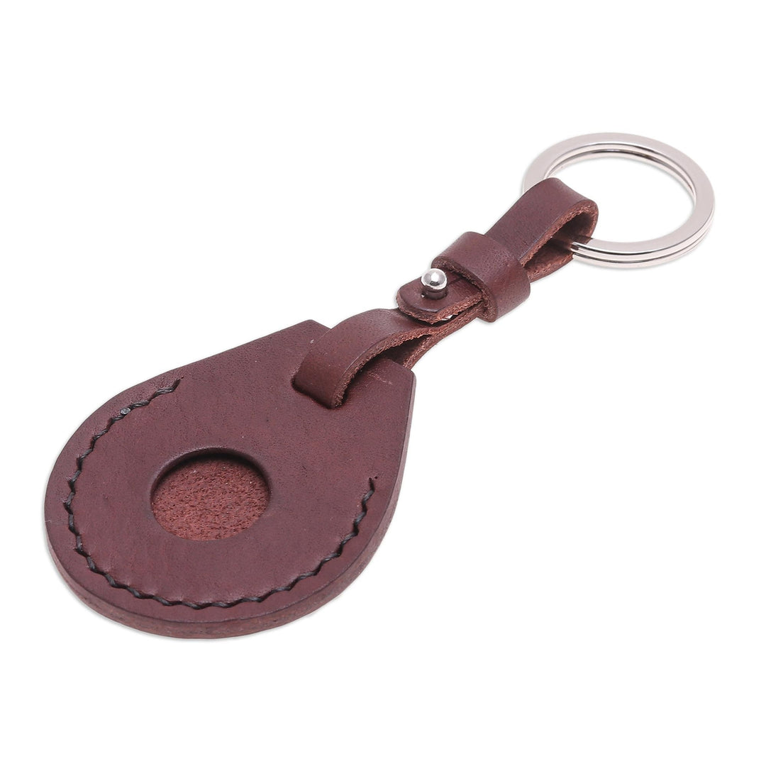 Artisan Crafted Genuine Leather Air Tag Holder with Keyring - Smart Security in Brown
