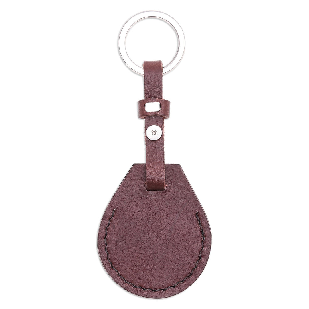 Artisan Crafted Genuine Leather Air Tag Holder with Keyring - Smart Security in Brown
