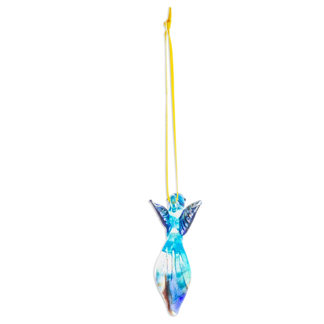 Handblown Recycled Glass Hummingbird Ornament in Sapphire - Sapphire Paradise Hummingbird