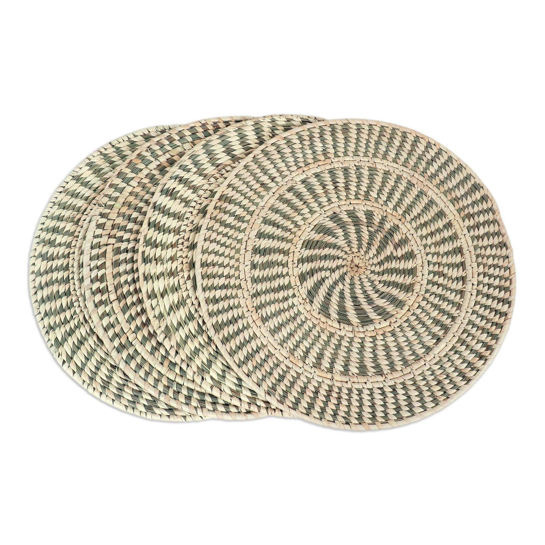 Set of 4 Natural Fiber Round Mandala Placemats - Glorious Mandala