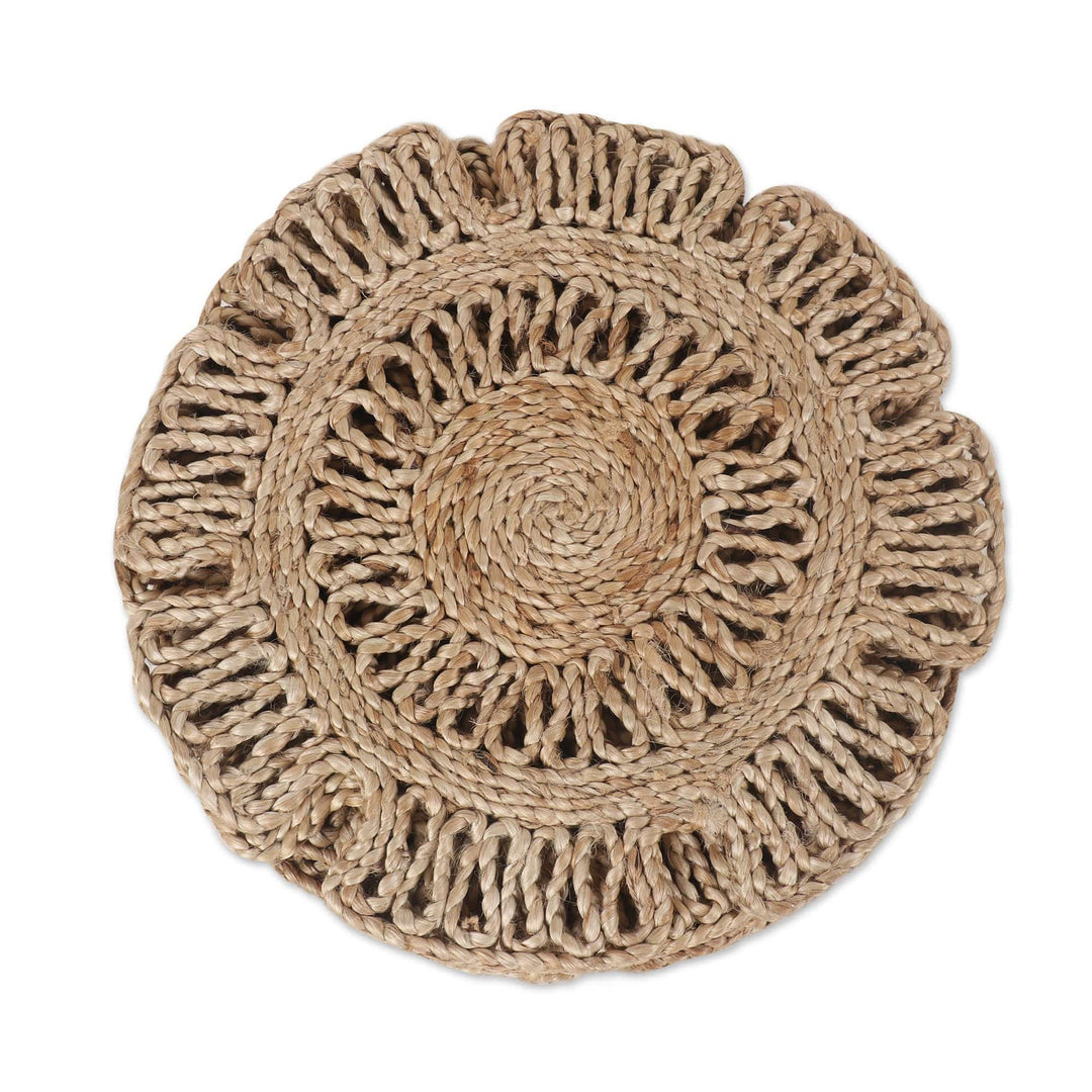 Handcrafted Jute Placemats with Floral Pattern (Set of 6) - Flower Attraction