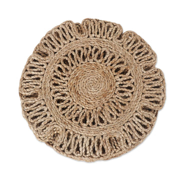 Handcrafted Jute Placemats with Floral Pattern (Set of 6) - Flower Attraction
