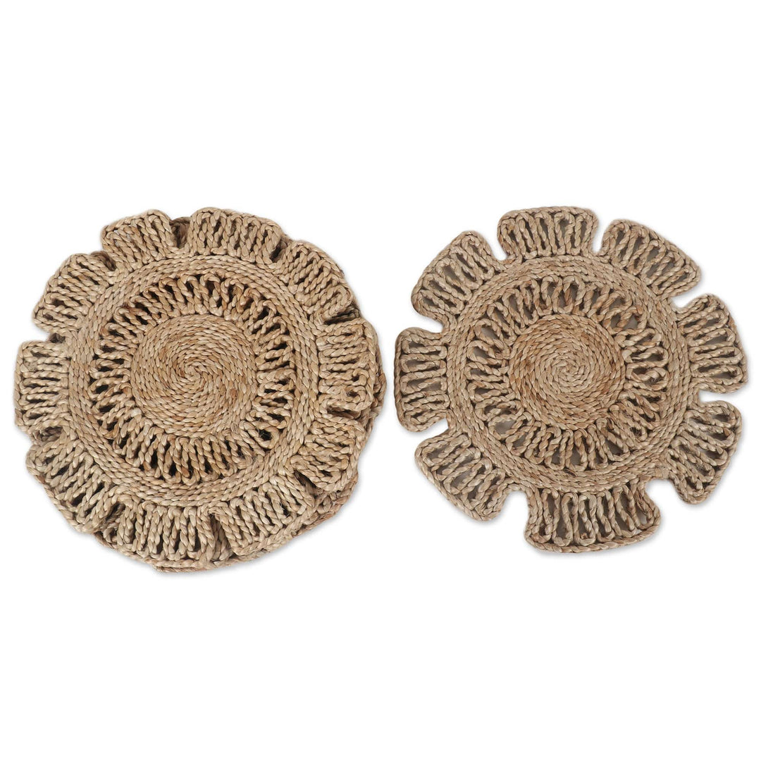 Handcrafted Jute Placemats with Floral Pattern (Set of 6) - Flower Attraction