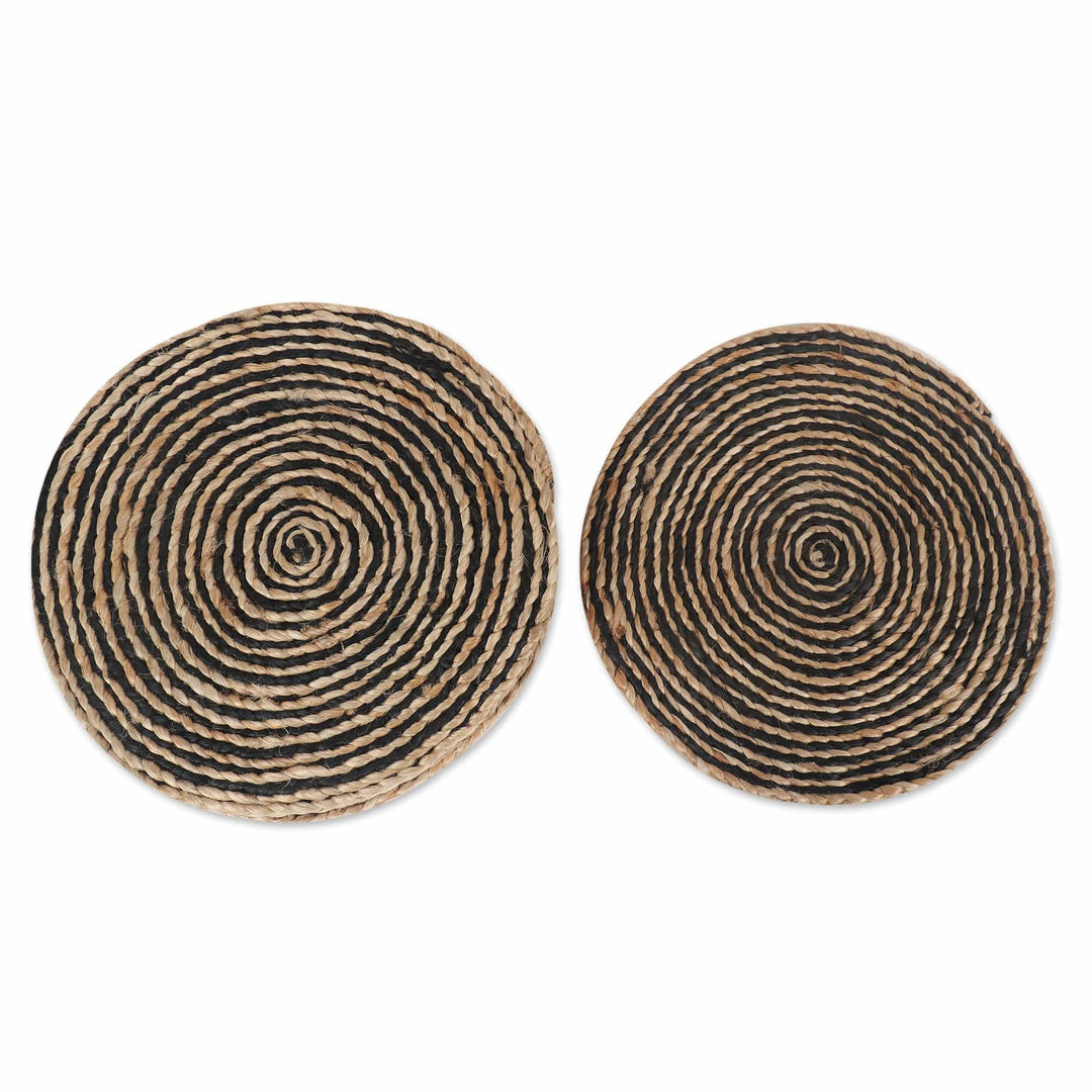 Handcrafted Jute Placemats with Spiral Pattern (Set of 6) - Mysterious Twist