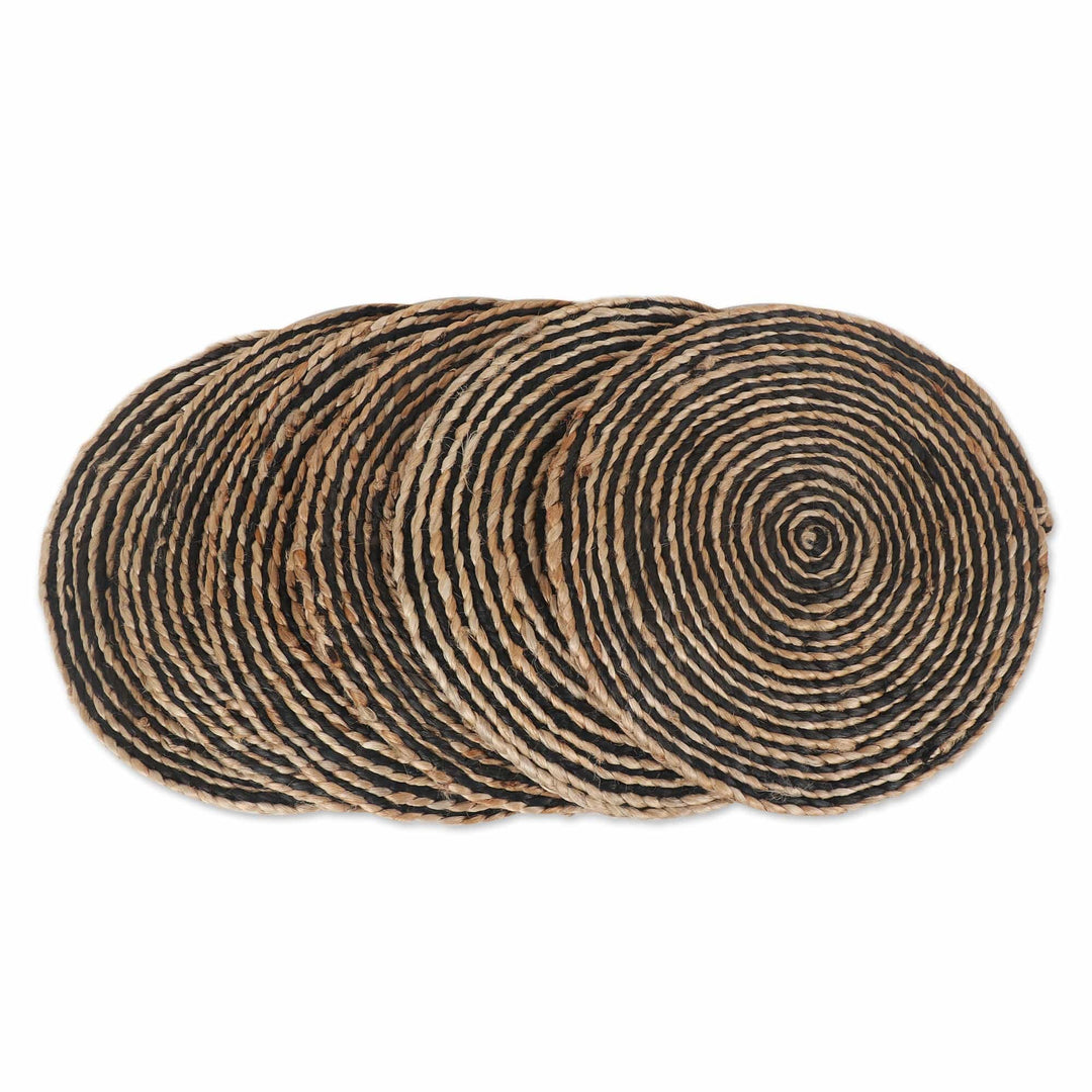 Handcrafted Jute Placemats with Spiral Pattern (Set of 6) - Mysterious Twist