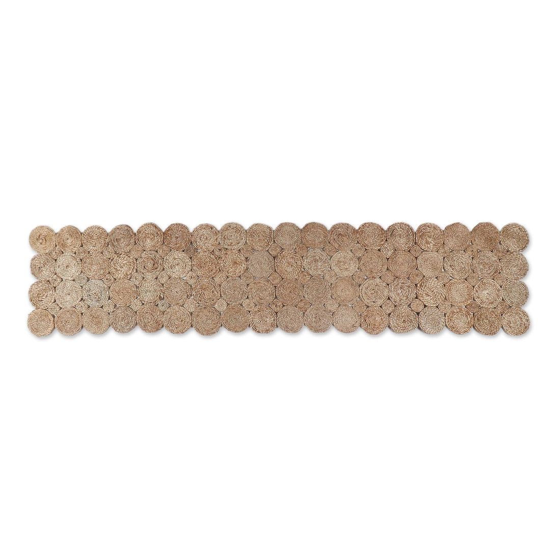 Handcrafted Jute Table Runner with Spiral Pattern - Delightful Twists