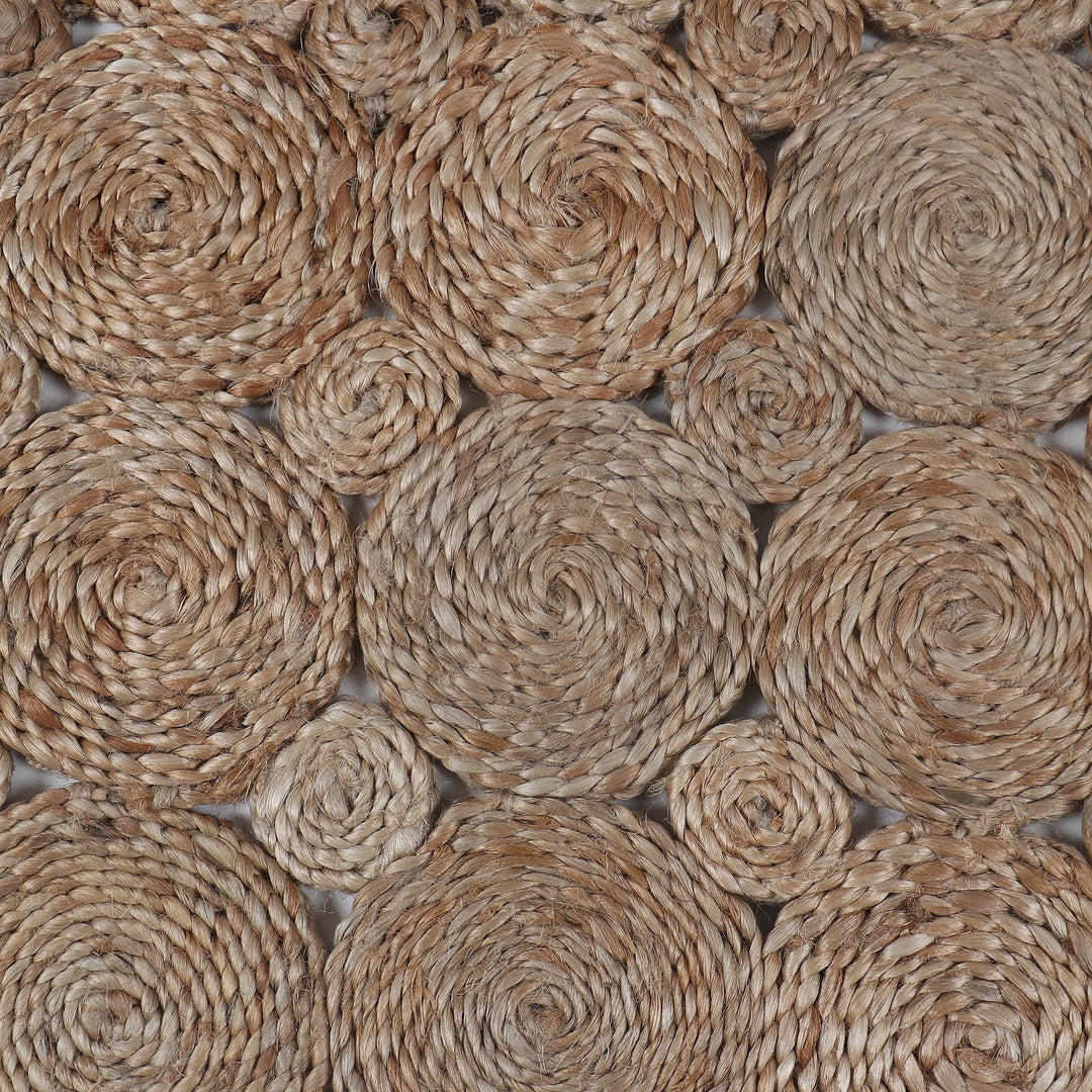 Handcrafted Jute Table Runner with Spiral Pattern - Delightful Twists